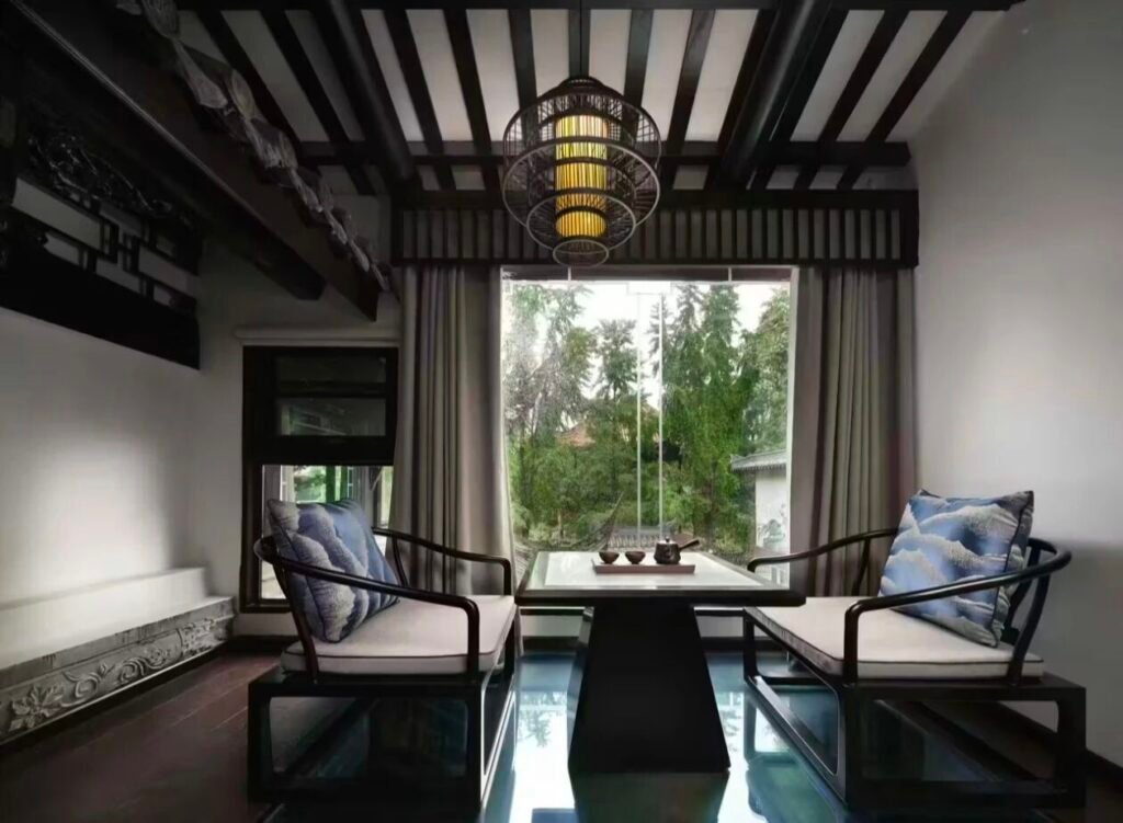 Chengdu Huajiantang Sansheng Residence Kongling Pavilion King Bed Room Coffee Table