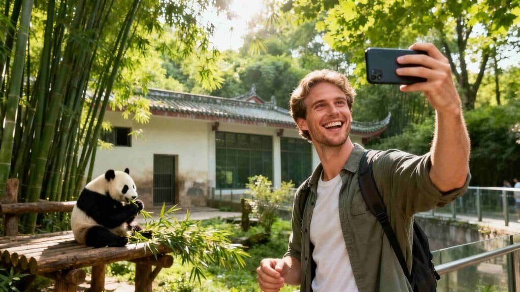 Chengdu itinerary step-by-step: taking photos with giant pandas