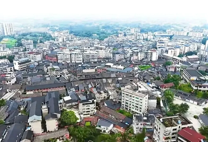 Aerial view of Luocheng Ancient Town