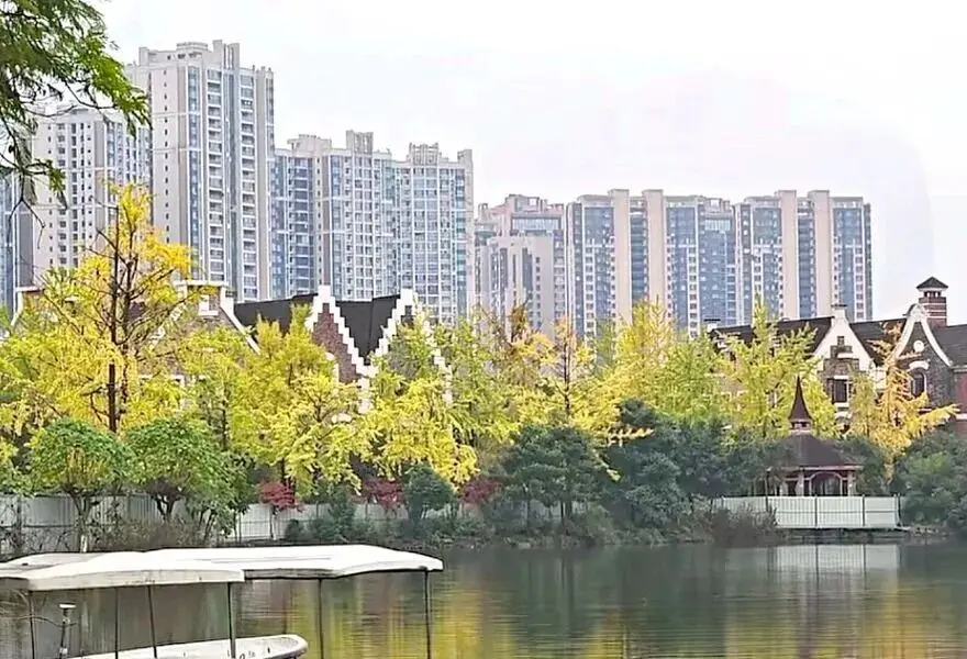 The lake surface of Chengdu Nanhu Wetland Park