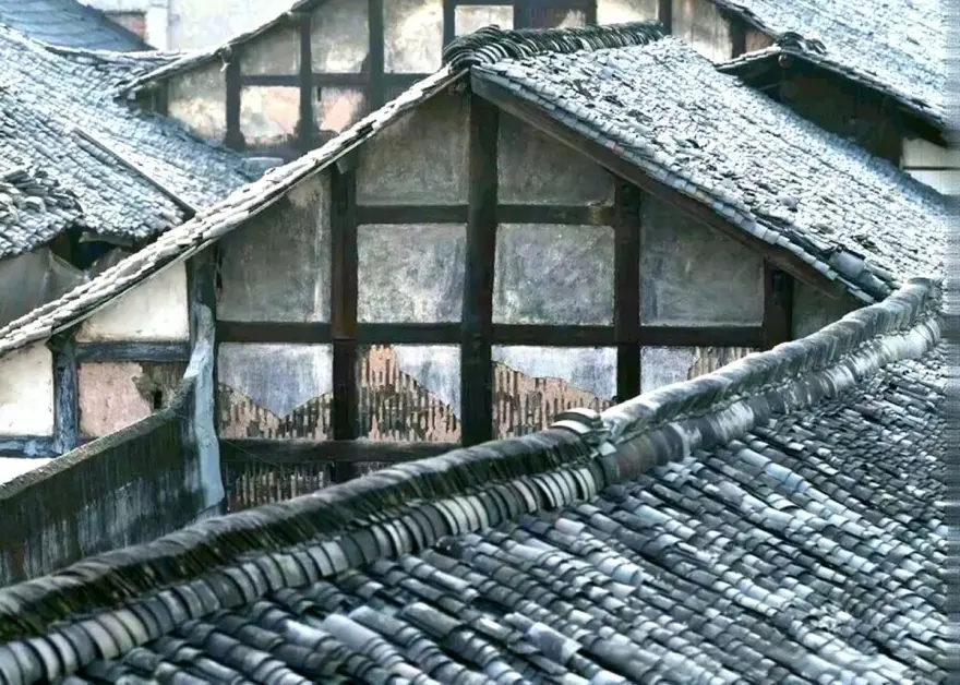 Tiled houses in Luocheng Ancient Town