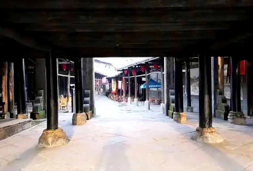 Under the opera stage in Luocheng Ancient Town