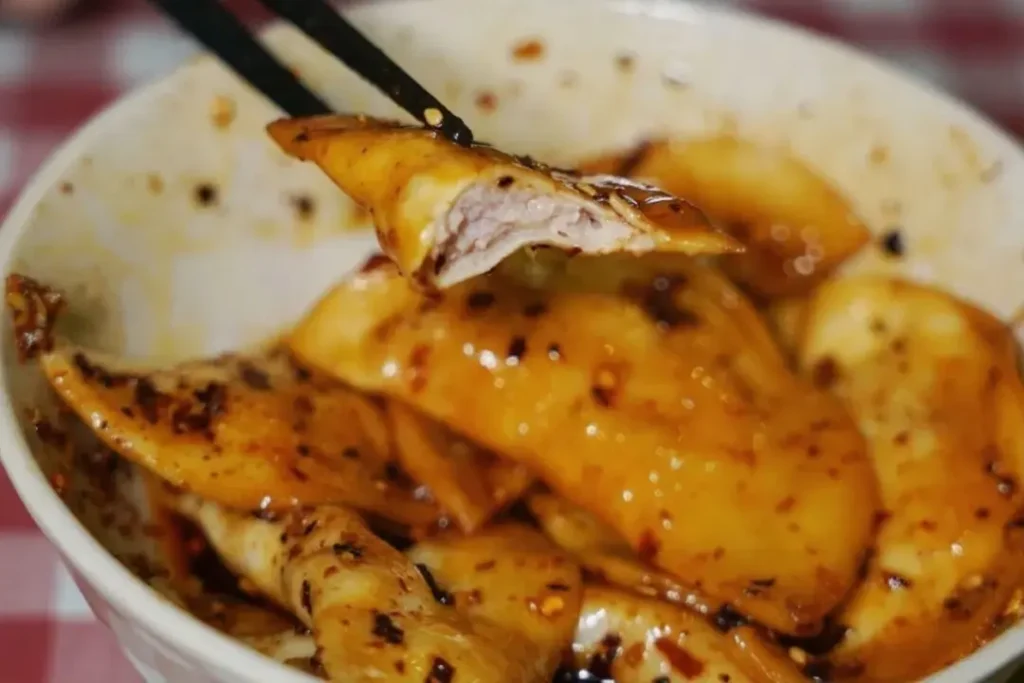 Red oil dumplings at Chengnan Old Food Restaurant