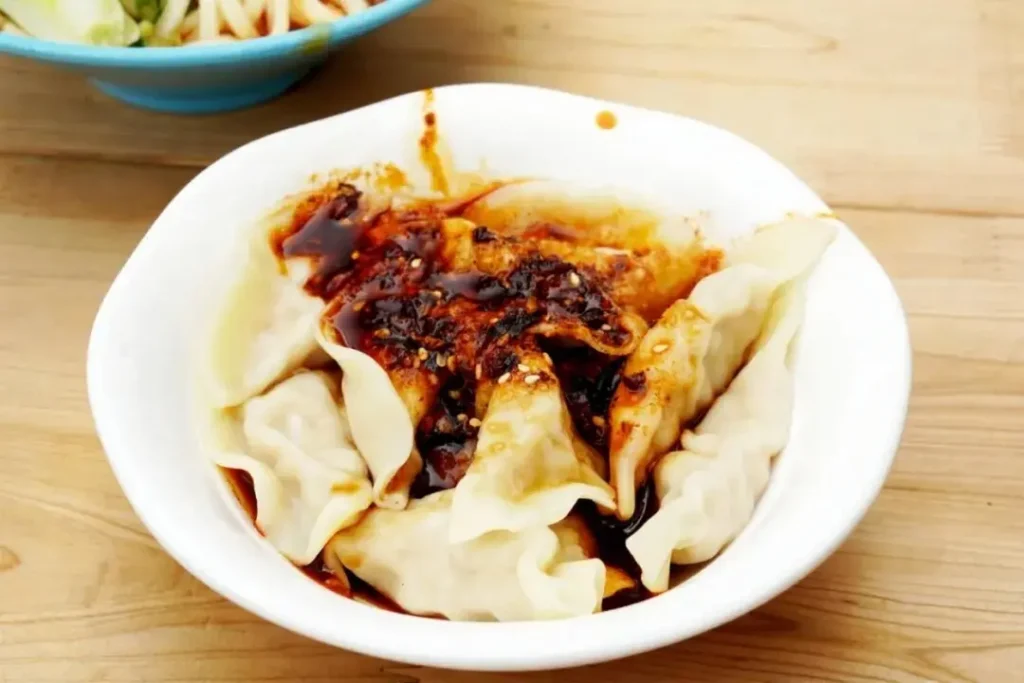 Red oil dumplings at Lao Chengdu Da Zhou Dumpling Restaurant