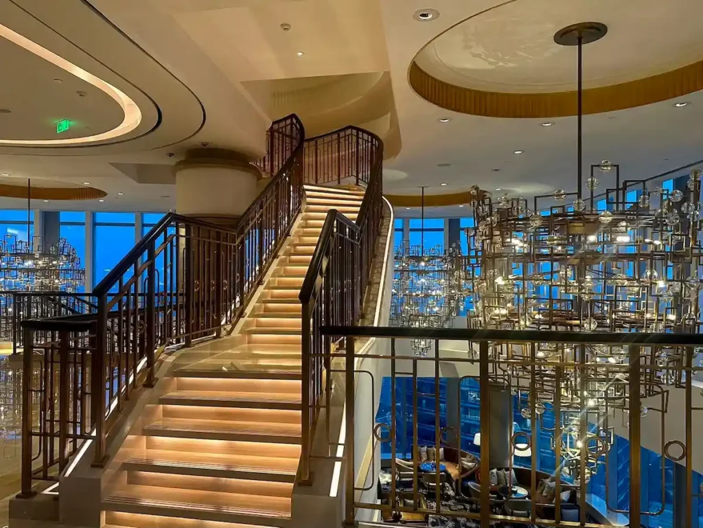 Grand staircase in Waldorf Astoria Chengdu lobby