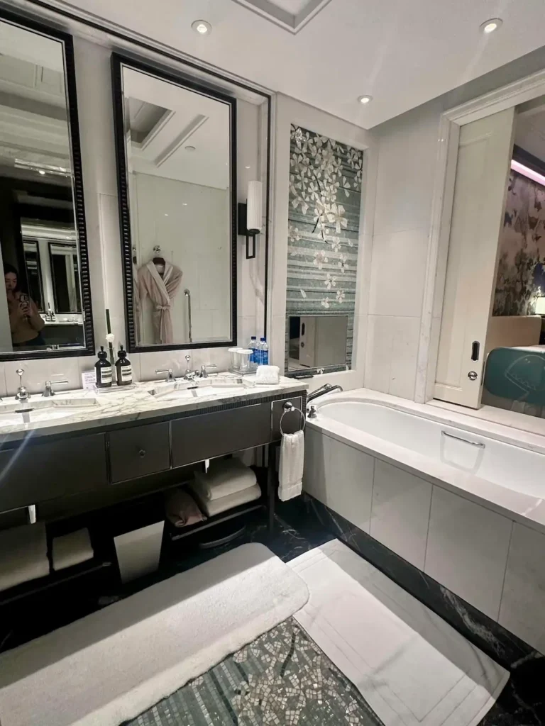 Luxury marble bathroom at Waldorf Astoria Chengdu