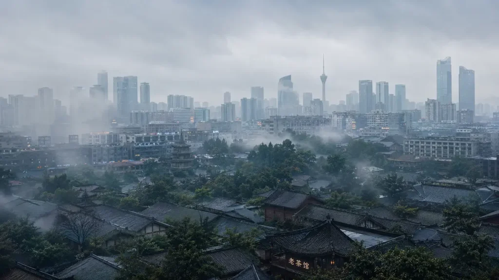 Chengdu weather overcast skyline