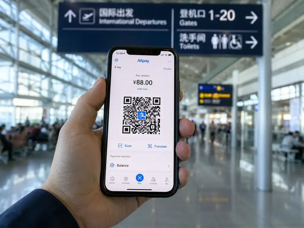 Using mobile payment at chengdu airport with Alipay app